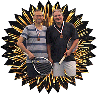photo of tournament winners at Montgomery Tennisplex and Tennis WinWin Racquets and Rockets Adult Tennis and Fireworks Party 2018