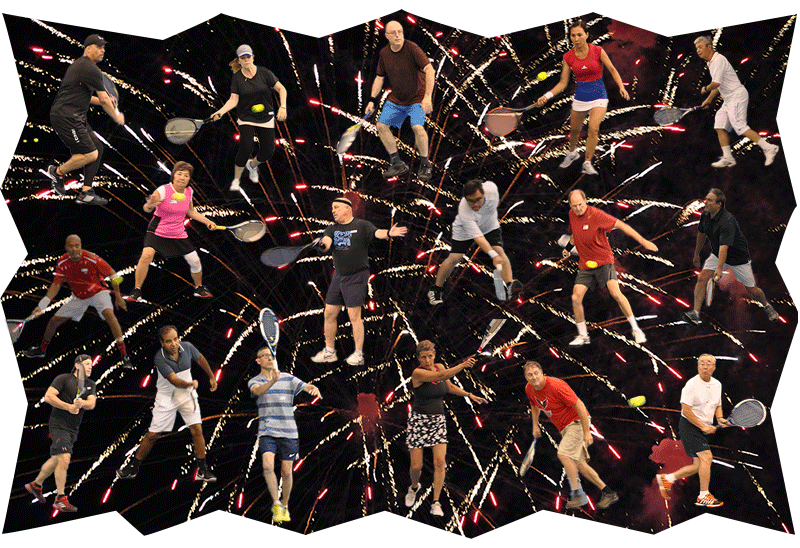 group photo Montgomery Tennisplex and Tennis WinWin Racquets and Rockets Adult Tennis and Fireworks Party 2018